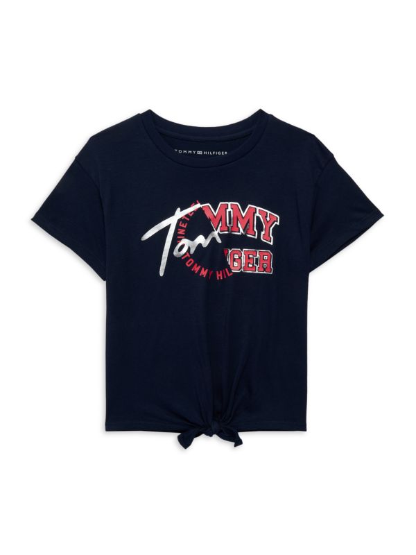 Tommy Hilfiger ?Girl's Spliced Logo Tie Tee